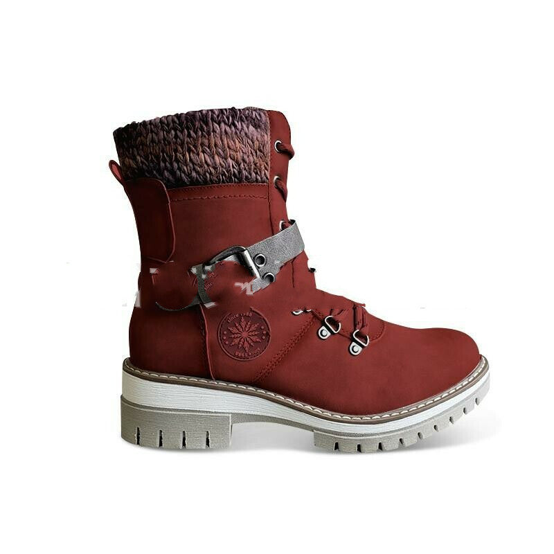 Large Size Mid-to-low Women's Boots With Soles For Autumn And Winter Wool Stitching Martin Boots