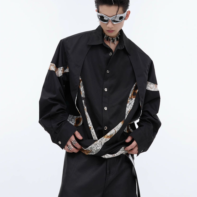 Niche Flame Burning Stitching Design Long Sleeve