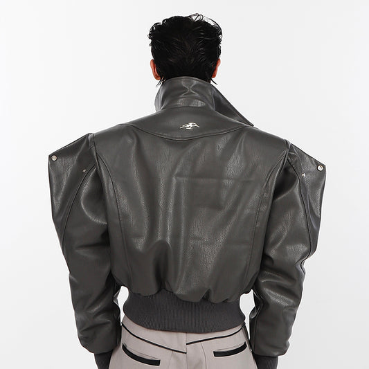 Men's Pu Leather Short Motorcycle Suit