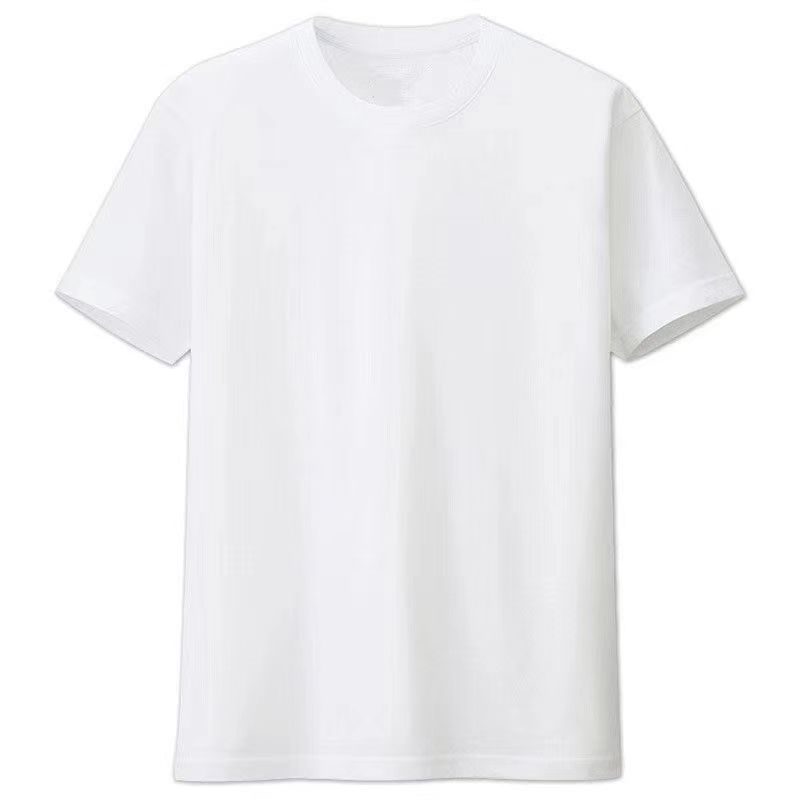Pure Cotton Plain Clothes Black And White Round Neck Short Sleeve Loose