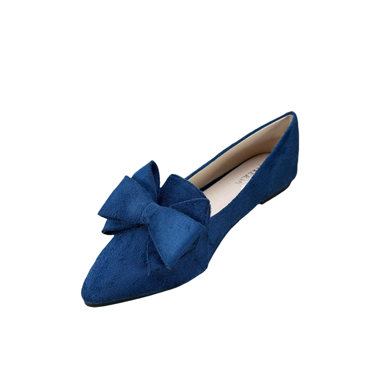 Women's Versatile Solid Color Bow Pointed Flat Shoes