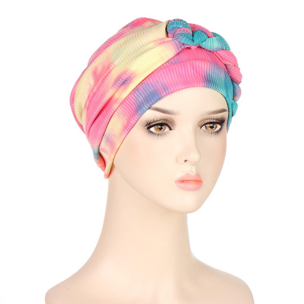Women's Tie Dyed Multi-color Soft Headband And Hat