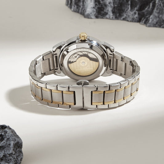 Spiral Double Snap-fastener Stainless Steel Simple Automatic Mechanical Watch