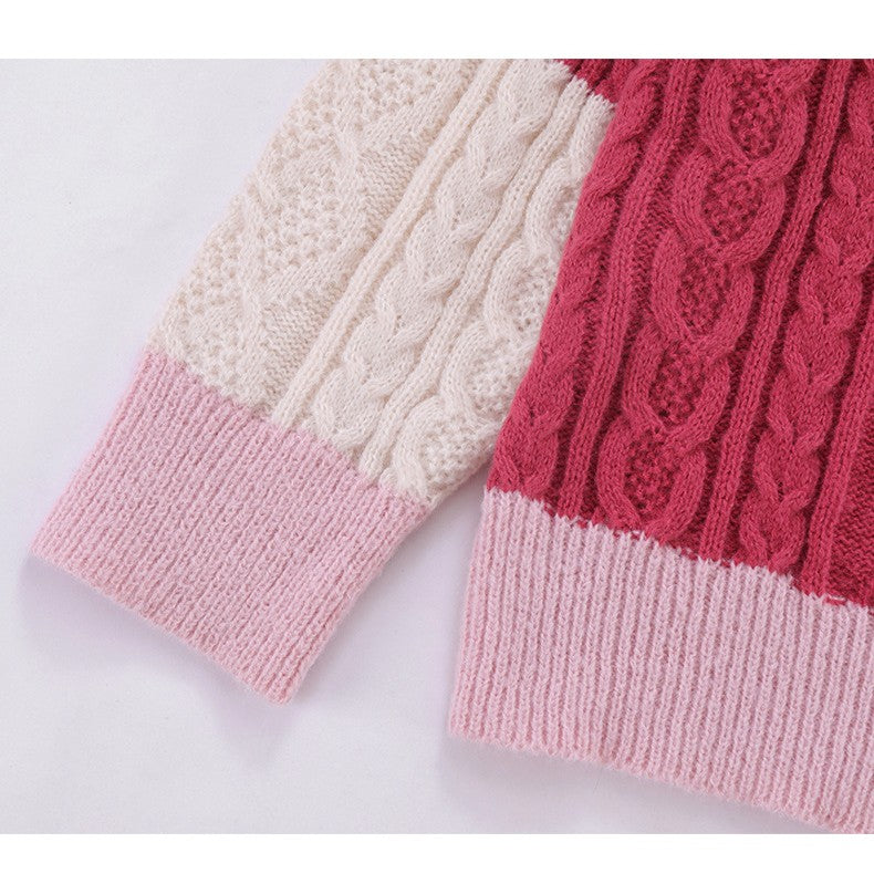 Løs Rød Vintage Strikket Cardigan Til Mænd Og Kvinder