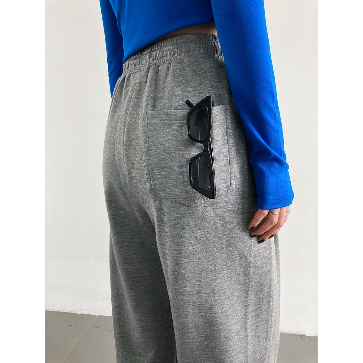 Sports Female Loose Casual Elastic Waist Wide Leg Pants