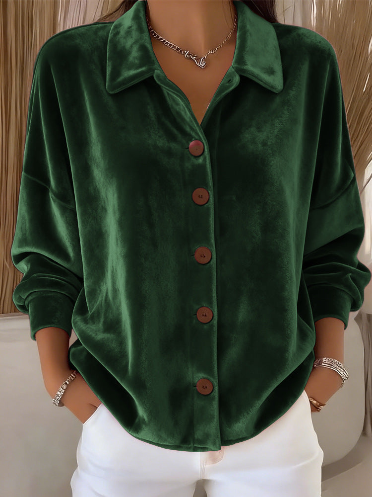 Womens Multi-Color Velvet Cardigan With Long Sleeves For Casual Wear
