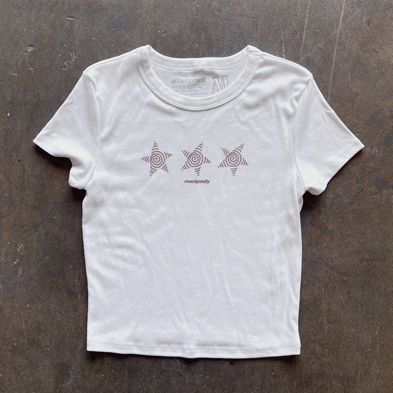 Women's Regular Fit Short Sleeve Heavyweight Retro Niche Celebrity Print T-Shirt