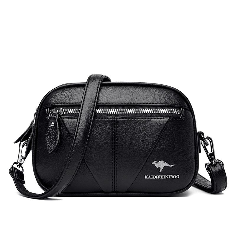 Blødt okselæder Fashion All-match Skulder Crossbody Lille Rund Taske