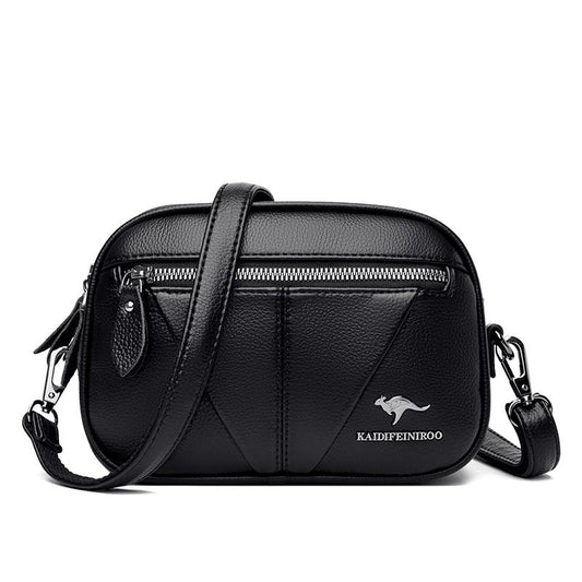 Cowhide Soft Leather Fashion All-match Shoulder Crossbody Small Round Bag