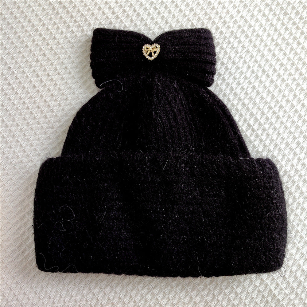 Sweet And Cute Bowknot Rabbit Hair Knitted Hat