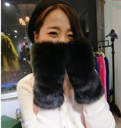 Faux Fur Women's Half-finger Gloves For Autumn And Winter