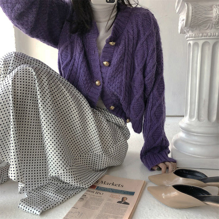 Slouchy Style Thickened Short Knitted Cardigan
