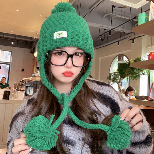 Women's All Match Cute Fur Ball Knitted Hat