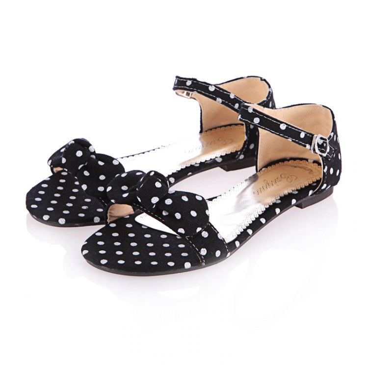 Women's Polka Dot Bow Flat Shoes