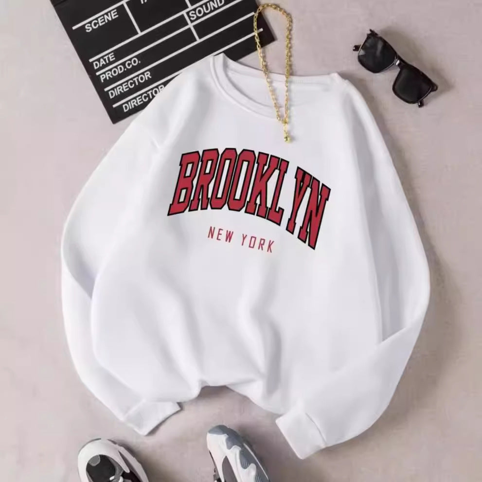Personality Trend Printed Crew Neck Sweatshirt Women