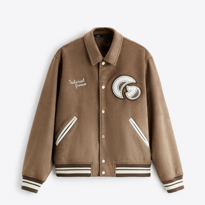 Faux Fur Baseball Uniform Jacket