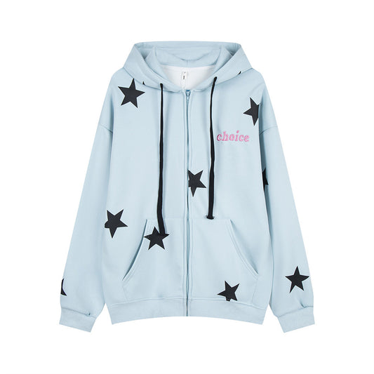 Design Five-pointed Star Printed Cardigan Sweater