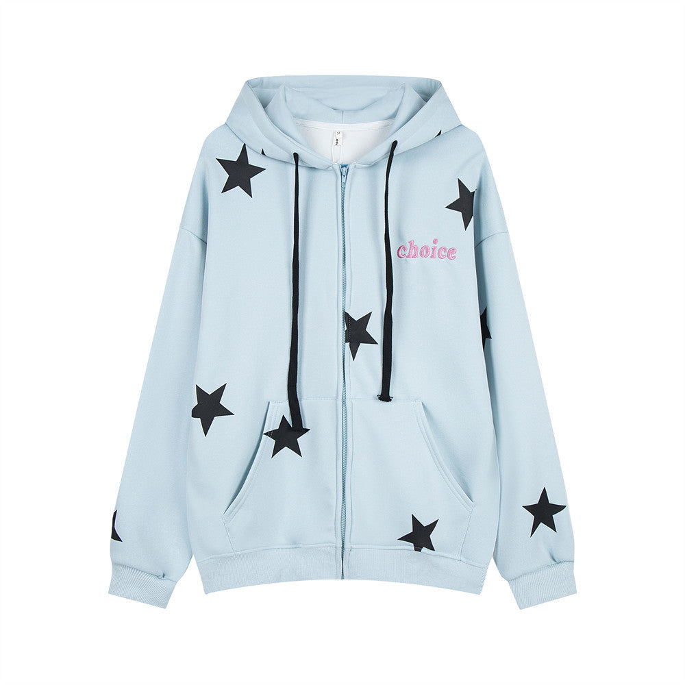 Design Five-pointed Star Printed Cardigan Sweater