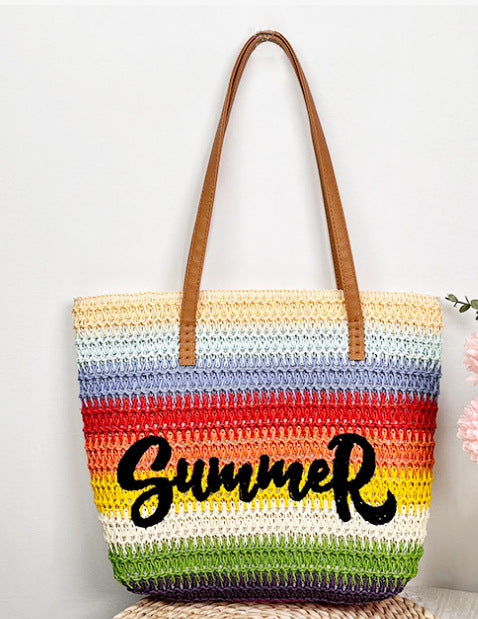 Straw-woven Womens Large-capacity Shopping Bag