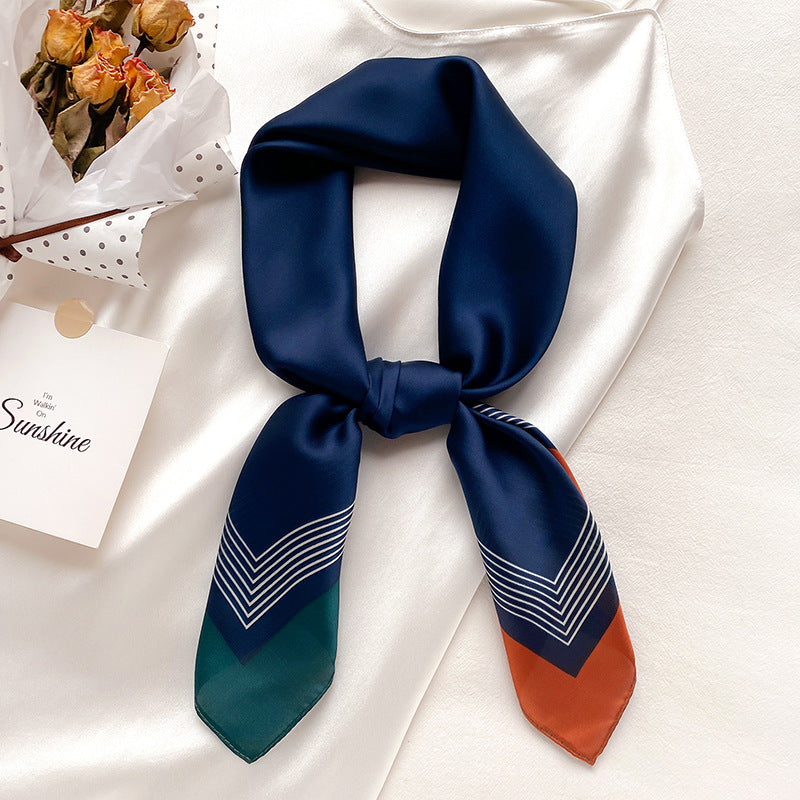 Decorative Small Square Scarf Women's Dual-use Solid Color Clavicle Headband