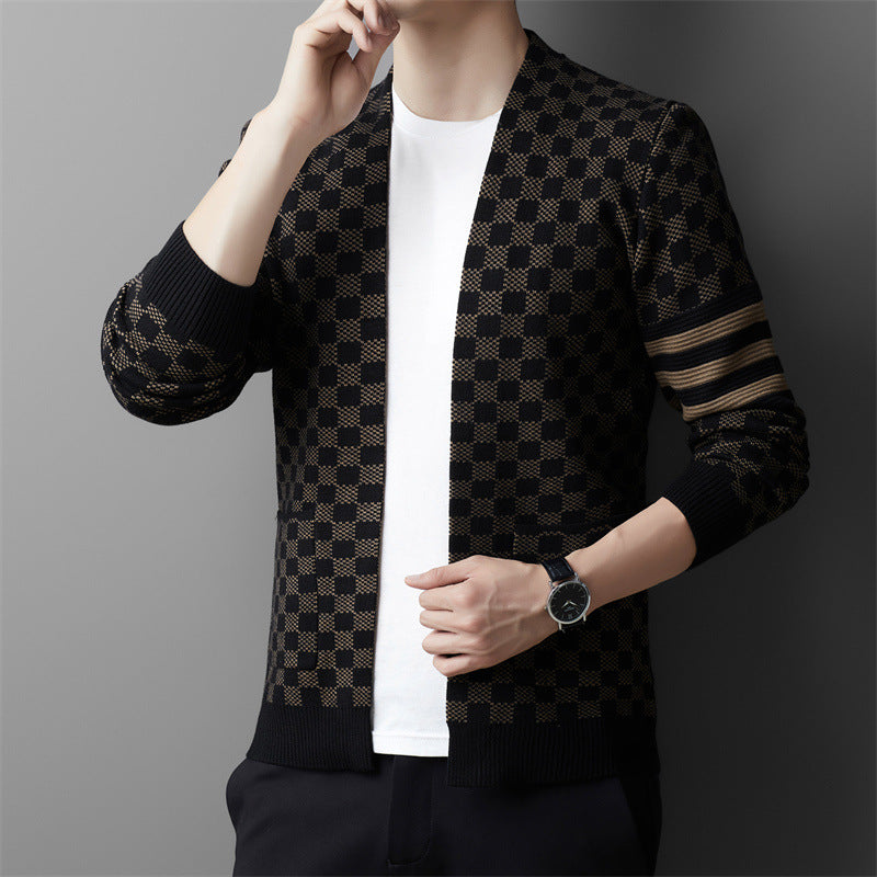 Efterår Ny Herre V-hals Ternstrikket Sweater