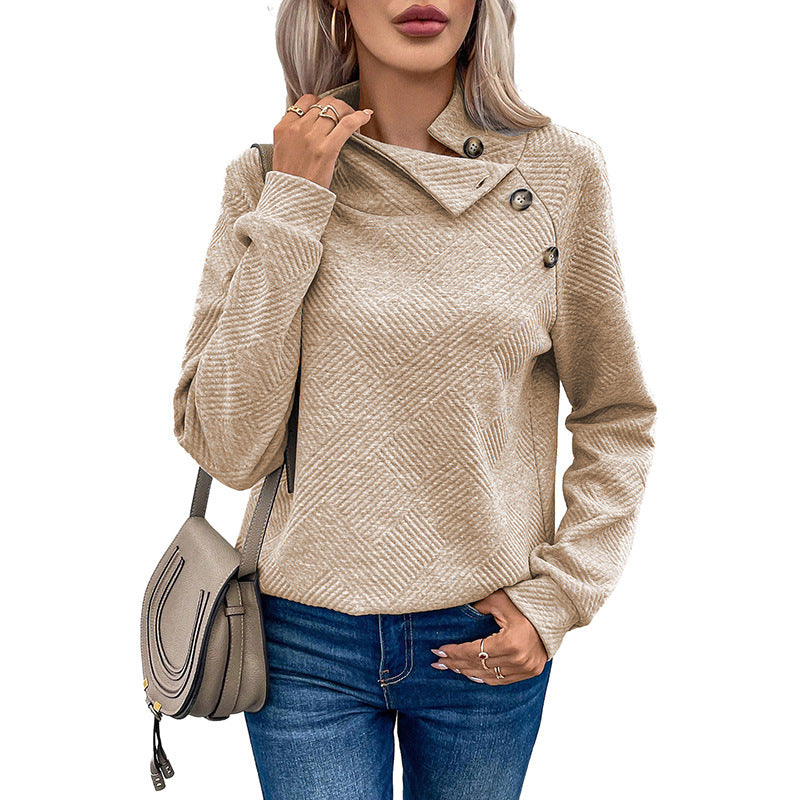 Ensfarvet pullover med lange ærmer