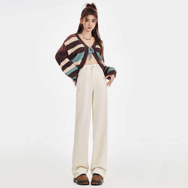 High Waist Loose And Slimming Wide-leg Straight Trousers