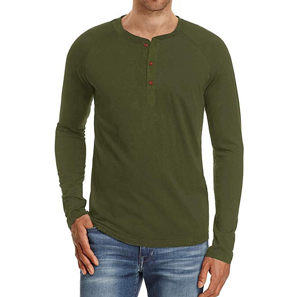 Large Size Men's European And American Long Sleeved Round Neck  T Shirt