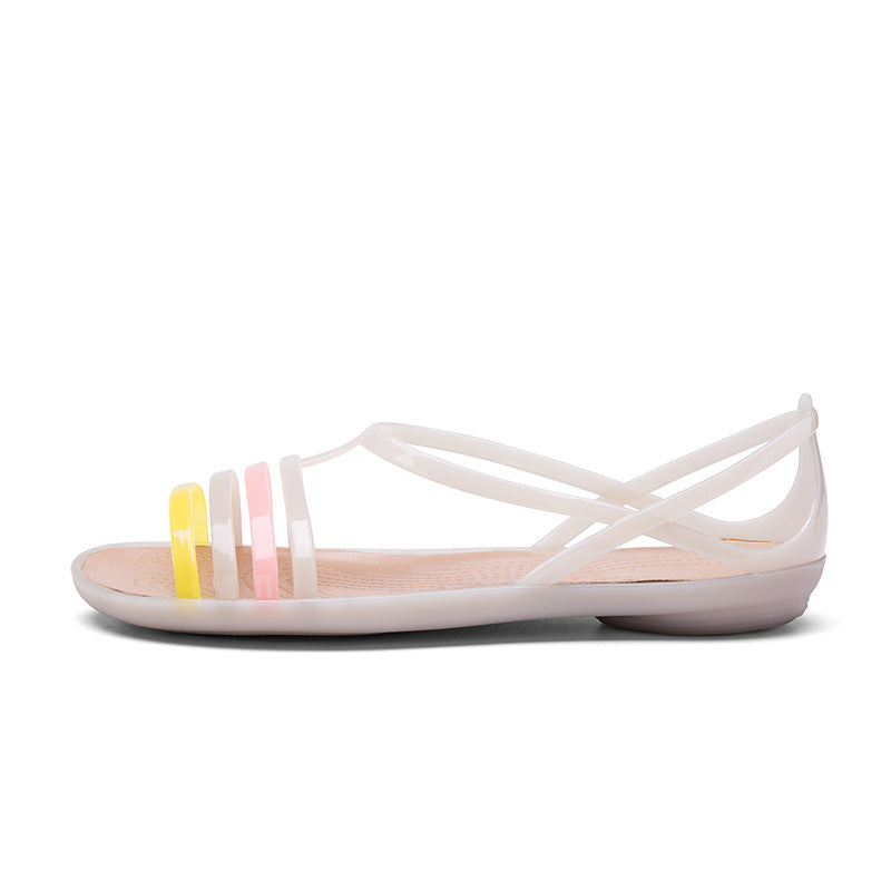 Forår Og Sommer Nye Jelly Sko HY Dame TPU Flade Skridsikre Jelly Slippers Mode Hul Sandaler