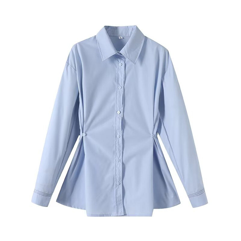 Loose And Simple Casual Waist Button Shirt