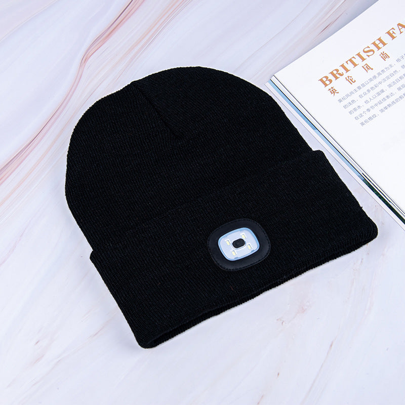 Rechargeable Model Outdoor Sports Dual Light Model LED Light Knitted Hat