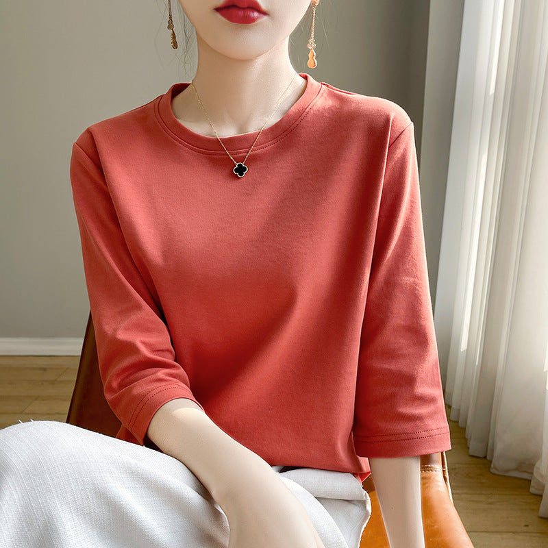 Mid-sleeve Bottoming Shirt Outer Wear Half-sleeve T-shirt Top
