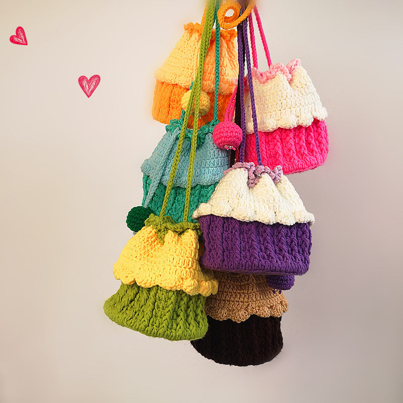 Strawberry Cake Woven Bucket Bag