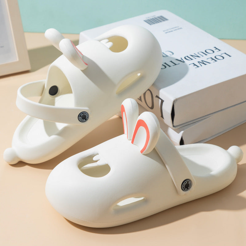 Summer New Women's Buck Teeth Rabbit Hole Shoes Poop Feeling Outdoor Household Soft Bottom Slippers Non-slip