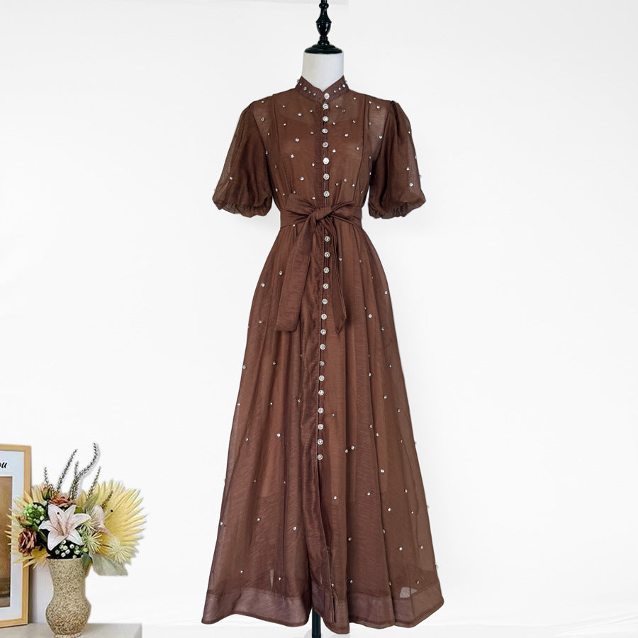 Womens Vintage-Style Floral Print Cinched Waist Dress