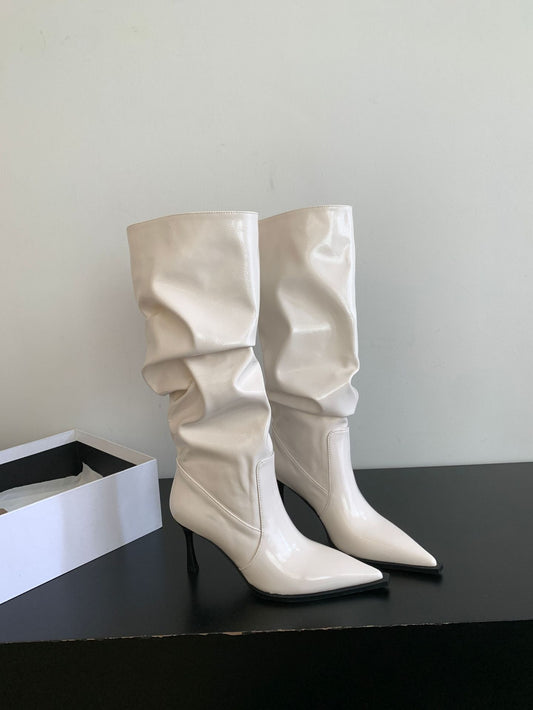 High Heel Pointed Toe Long Boots Female Black