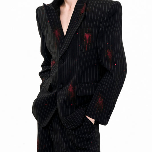 Mens High End Blood Stain Inspired Tailored Single Breasted Suit