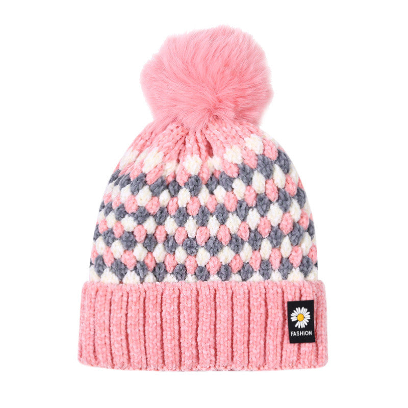 Women's Fashion Thick Warm Cute Fur Ball Knitted Hat
