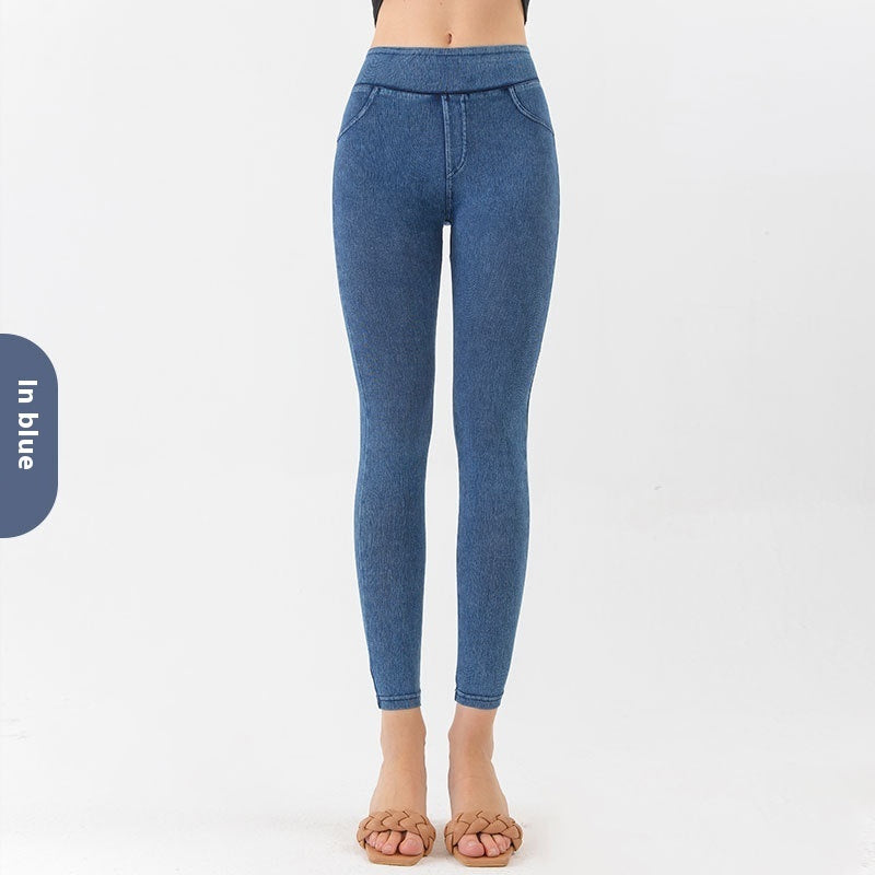 Europæiske Og Amerikanske Nye Højtaljede Yoga Jeans Til Kvinder