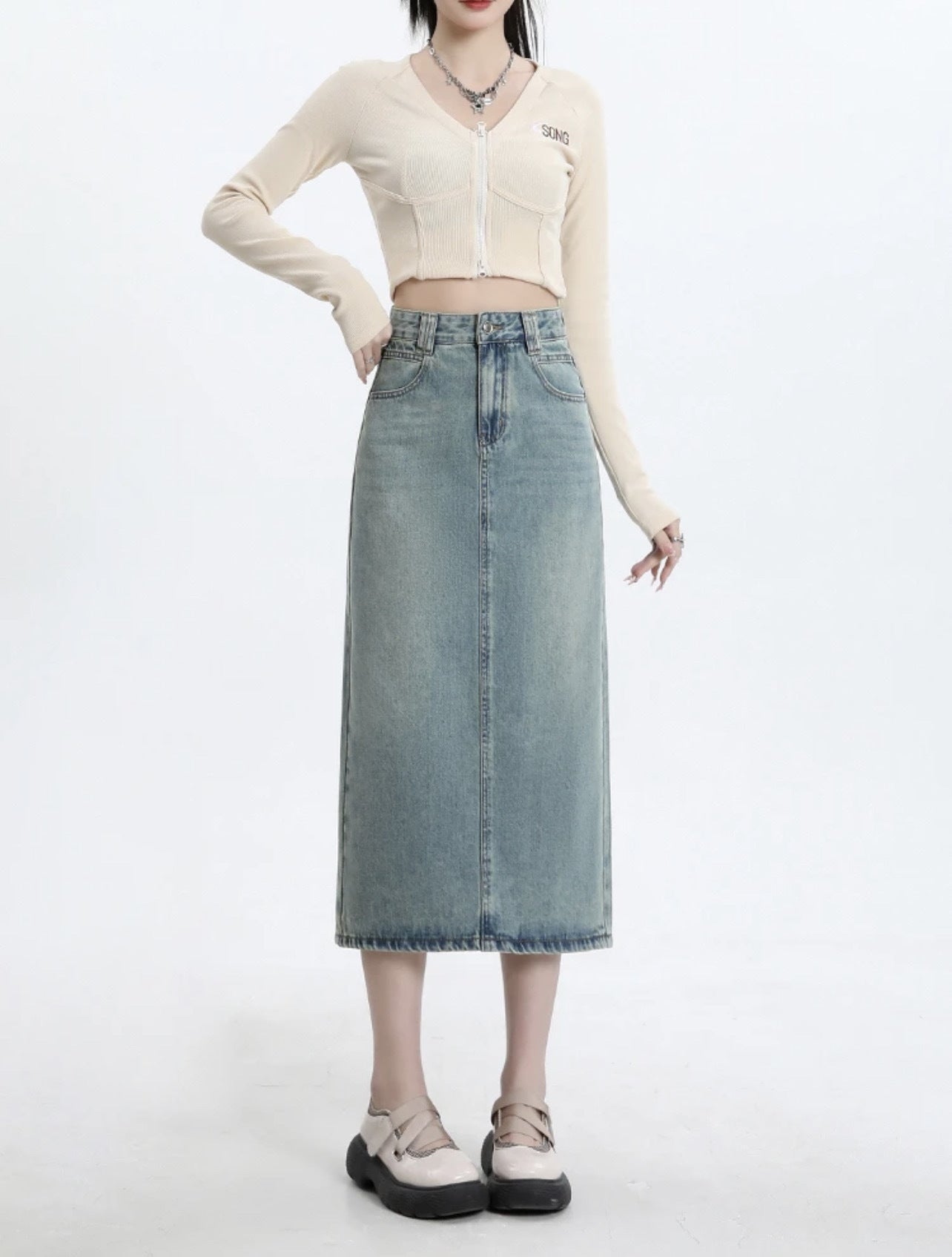 Dame Mode Personlig Denim Nederdel