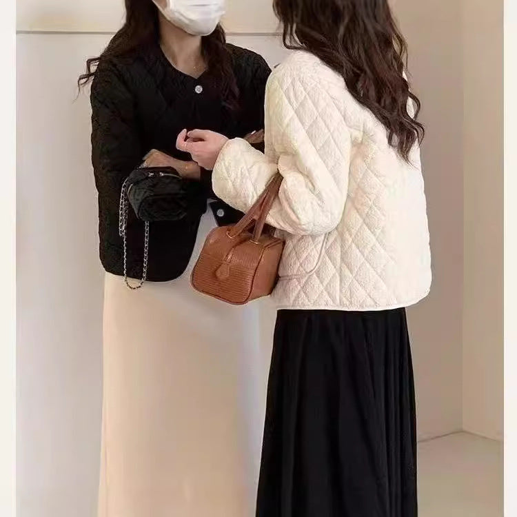 Classic Style Diamond Lattice Cotton Coat Jacket