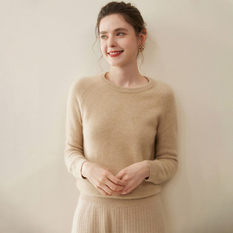 Pure Cashmere Shirt Women's Crew Neck Pullover Sweater