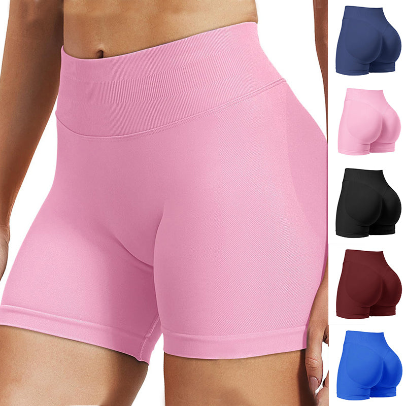 Højtaljede yogashorts Tætsiddende hofte-løftende sømløse hurtigtørrende bukser til sportsfitness