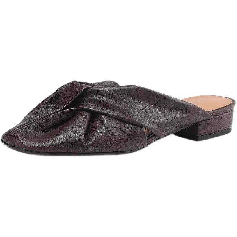 Soft-leather Outerwear Low-heeled Sandals