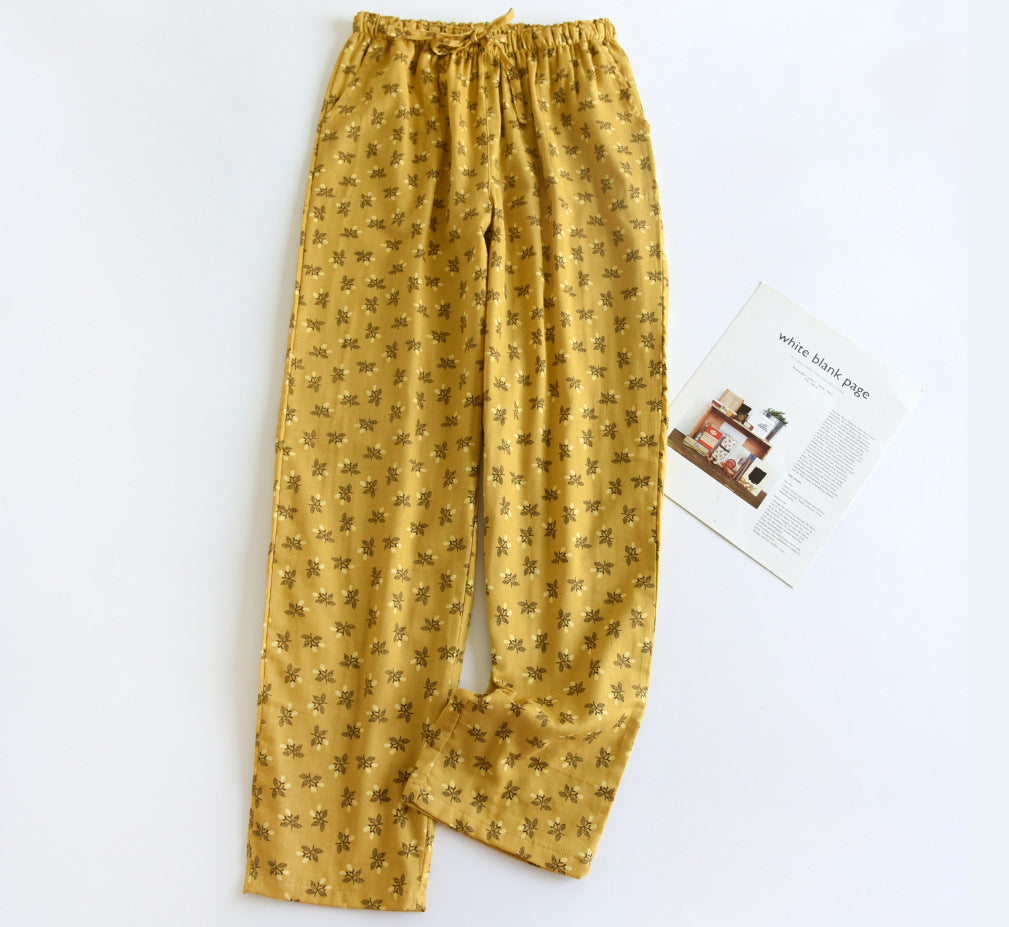New Pure Cotton Double-layer Gauze Women's Pajama Pants