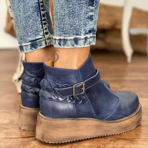Round-toe Low-tube Thick-soled Women's Viscose Shoes