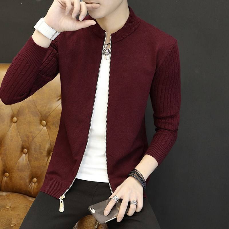 Spring And Autumn Jacket Men's Korean-style Slim-fit Knitted Cardigan Coat