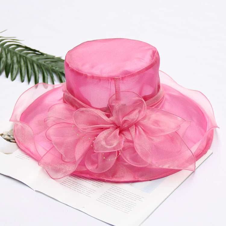 Cool Retro Flower Mesh Sun Hat Organza Sunscreen Women's