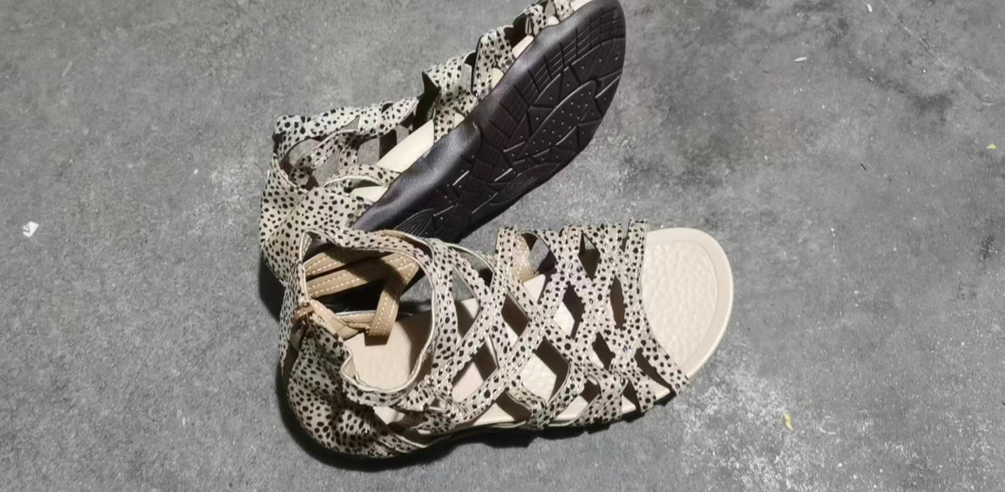 Wedge Heel Flat Cross Strap  Toe Women'S Shoes