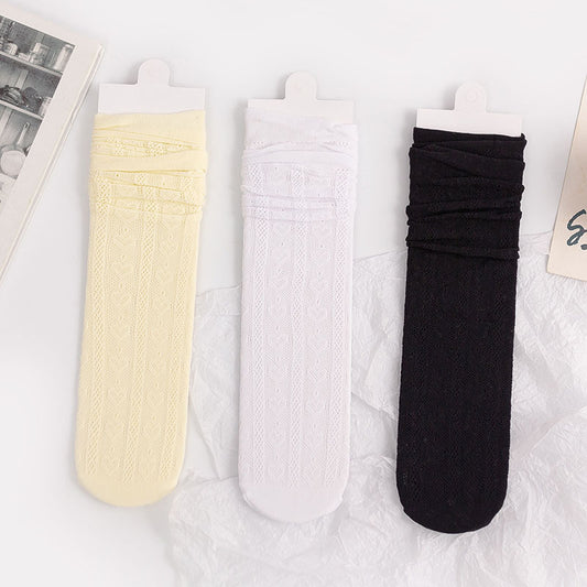 Female Ins Tide Thin Japanese Lolita JK Calf Socks Love Hollow Stockings